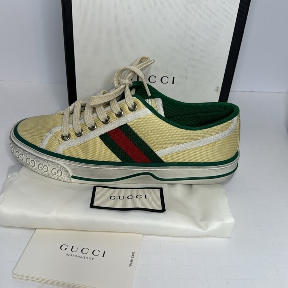 NEW GUCCI “OLD TENNIS TWEED” SNEAKERS Sz. 36 (fits 6.5 or 7) - Picture 2 of 7